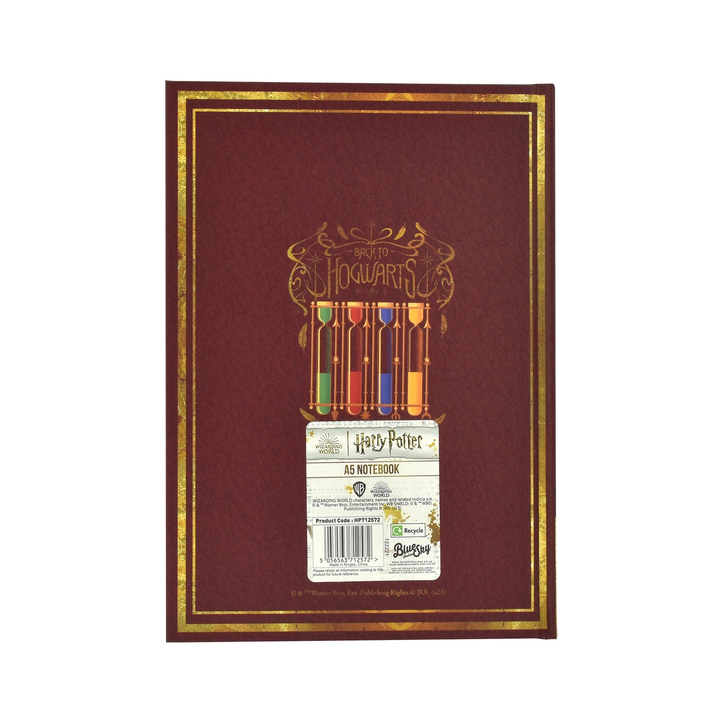 Harry Potter A5 Casebound Notebook Burgundy - Colourful Crest